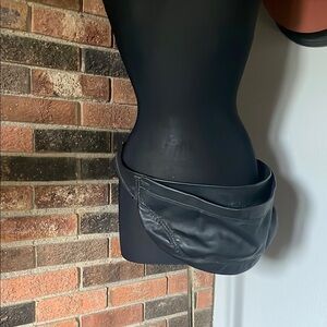 Hot Black Leather Women's Hipsack Fanny Pack Bag